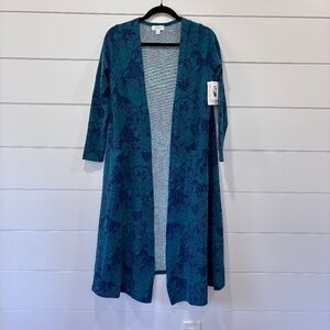 NWT LulaRoe Sarah duster roses pattern blue hues size S